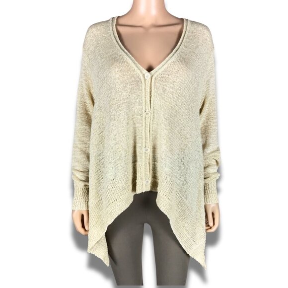 WD.NY Gold Metallic Asymmetrical Cardigan NWT MEDIUM - Picture 1 of 12